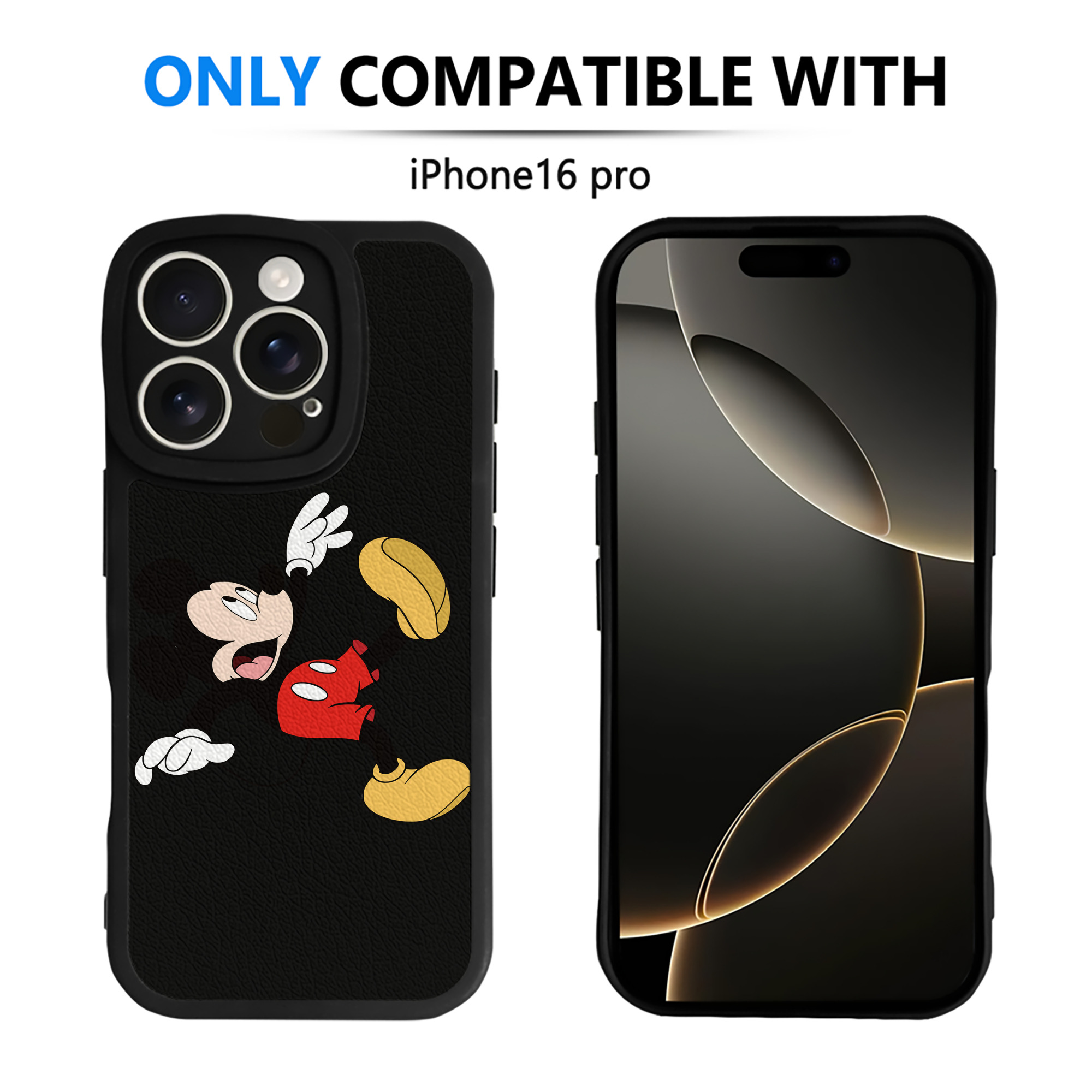 （画像用） ミッキーマウス Mickey Mouse 【iPhone 16シリーズ対応】シリコンスマホケース（レザー調） 材質：シリコン